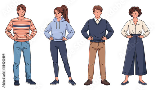 Diverse group of young adults standing in casual attire