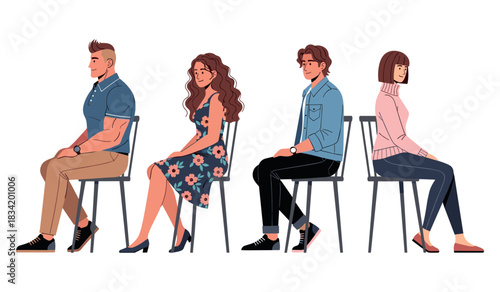 Diverse group of young adults seated on chairs