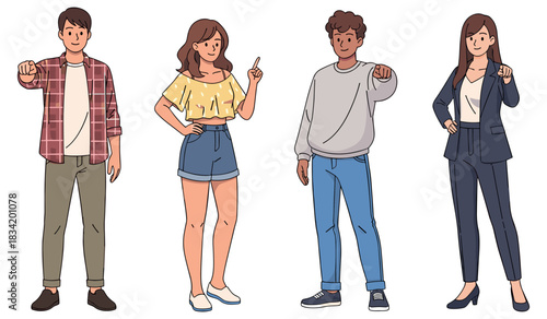 Diverse young adults: casual and professional fashion choices