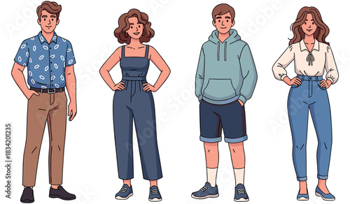 Group of diverse young adults in casual outfits