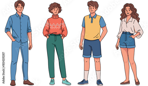 Diverse young adults in fashionable casual outfits