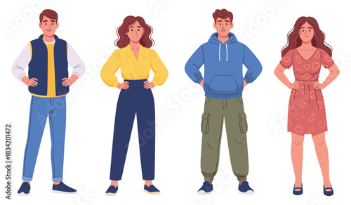 Four young adults standing together: two caucasian males, two caucasian females