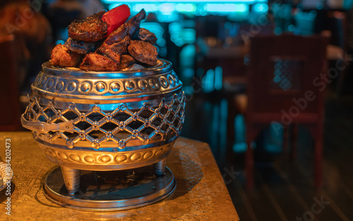 grill beef in barbecue style at Middle East course