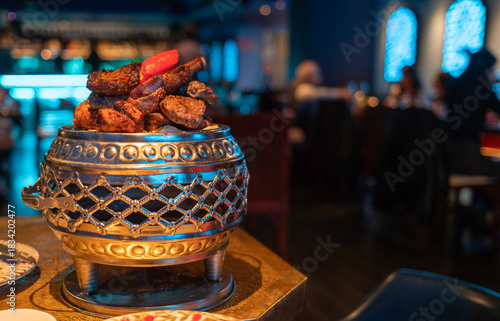 grill beef in barbecue style at Middle East course