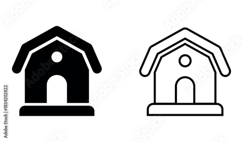 Minimalist barn icon set. Agriculture house line and solid icon set. vector illustration. 