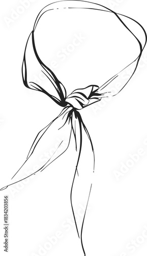 Scarf sketch hand drawn neck accessory with loose knot. Vector illustration