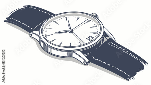 Stylish handcrafted wristwatch with leather strap, timeless design for success, professional accessory for appointments and meetings, vector illustration