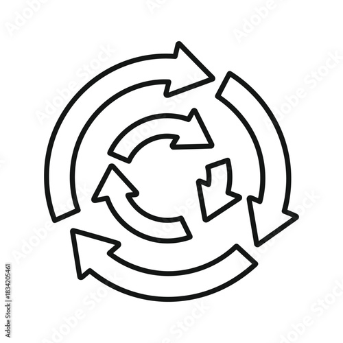 Circular Arrows Cycle Icon for Refresh, Reload, Repeat, or Recycling Process