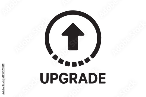 Bold Upgrade Arrow Icon Inside Circular Progress Ring for Software Updates, System Improvements, Technology Interfaces, and Digital Enhancement Graphics