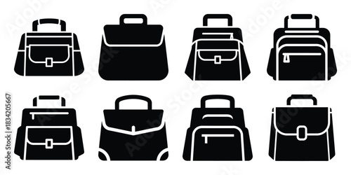 lunch bag silhouette icon set