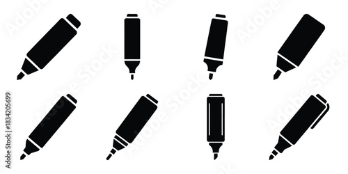 marker silhouette simple icon set