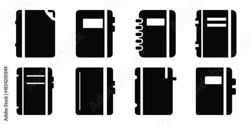 notebook silhouette simple icon set