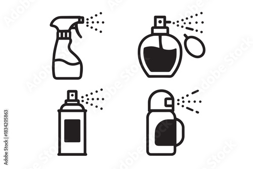 Personal Care Vector Icons with Spray, Pump, and Wellness Symbols