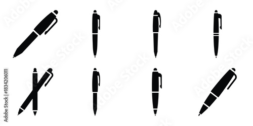pen silhouette simple icon set