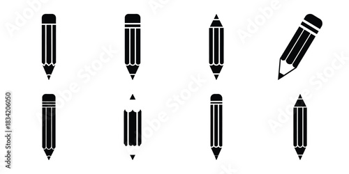 pencil silhouette simple icon set