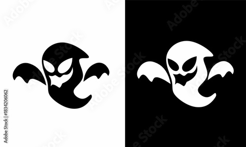 Ghost Silhouette Black and White Halloween Vector Design