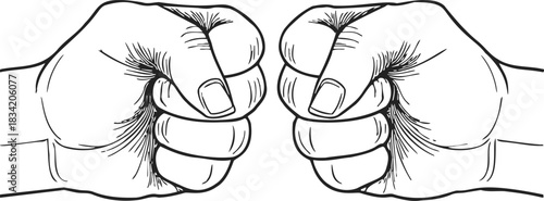 Fist bump hands sketch, hand drawn style greeting gesture. Vector illustration