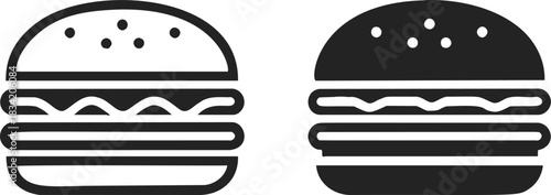 Hamburger icon sketch, hand drawn style, two burger symbols side by side. Vector illustration