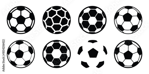 soccer ball silhouette icon set