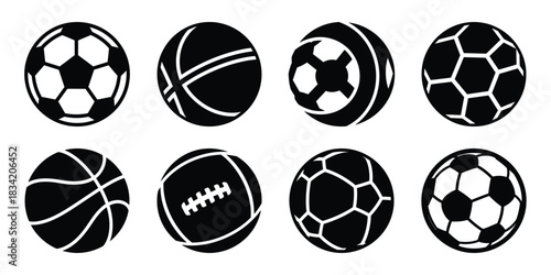sports ball silhouette icon set
