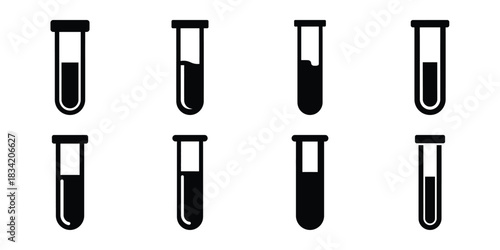 test tube silhouette icon set