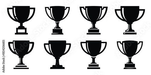 trophy silhouette simple icon set