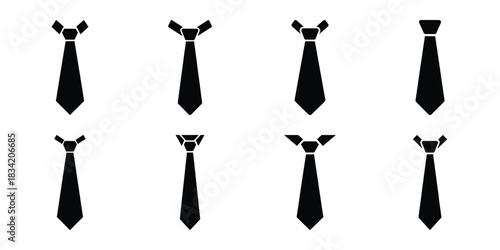 tie silhouette simple icon set