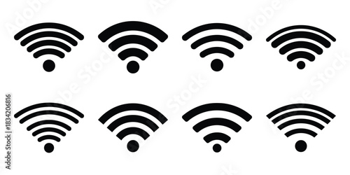 wifi symbol silhouette icon set