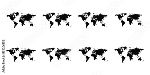 world map silhouette icon set
