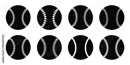 baseball silhouette simple icon set