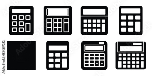 calculator silhouette simple icon set
