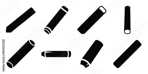 chalk stick silhouette icon set