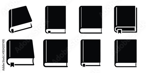 closed book silhouette icon set