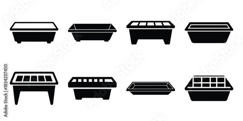 color tray silhouette icon set