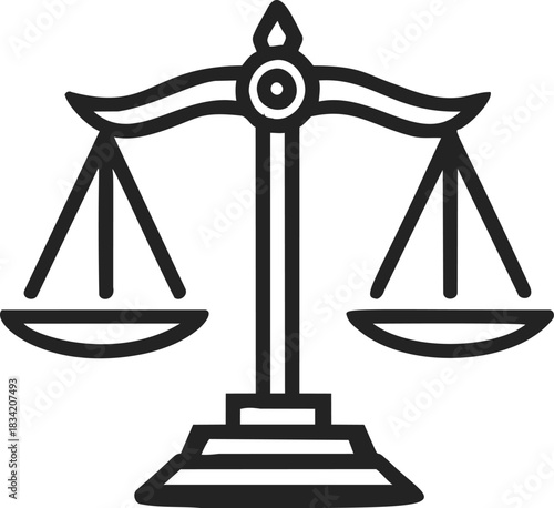 Scales of justice sketch, hand drawn vector, classic legal balance symbol. Vector illustration