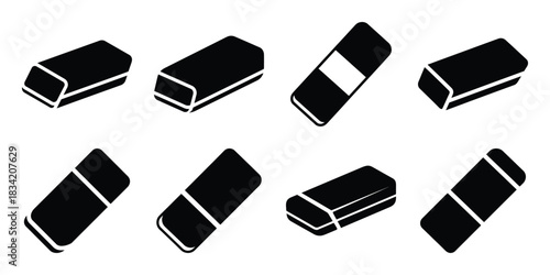 eraser silhouette simple icon set