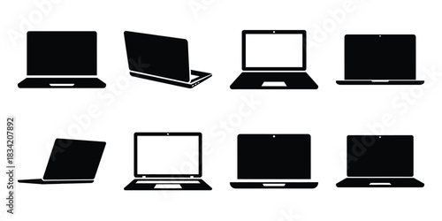 laptop silhouette simple icon set