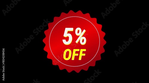 Red jagged sticker with 
