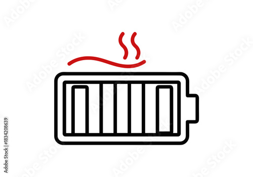 Heating battery icon in a simple line art style on a transparent background