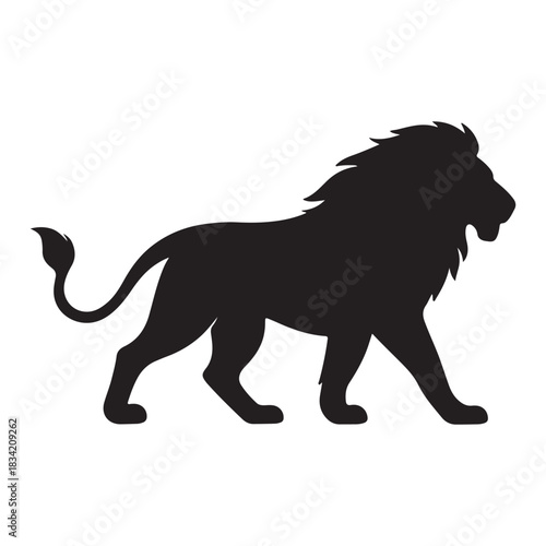 Walking Lion Silhouette in Profile