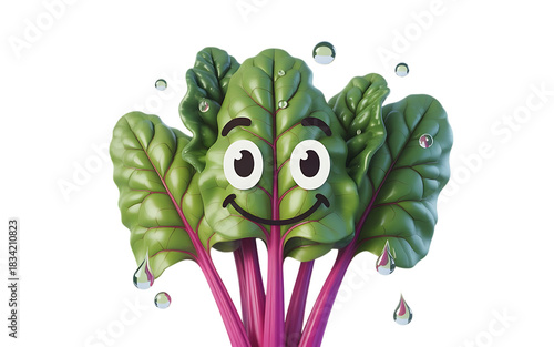 Swiss chard cartoon character on transparent background