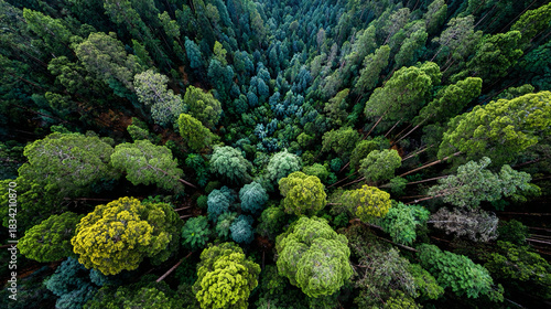 Discover a stunning aerial view of a dense, vibrant green forest, perfect for nature lovers and environmental campaigns, showcasing the beauty and tranquility of untouched wilderness