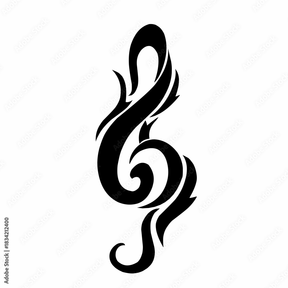 Obraz premium Tribal Musical Note Black Decorative Vector Design