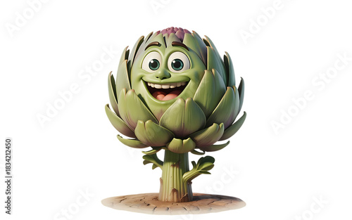 Artichoke cartoon character on transparent background
