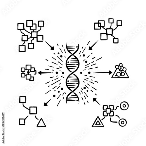 Abstract representation of DNA analysis and medical research concepts  