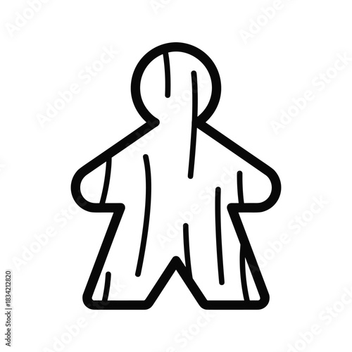 Stylized Black Outline Meepl Icon for Board Games and Player Representation