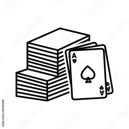 Stack of Playing Cards with Ace of Spades Icon