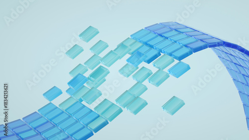 3d render technology, data transfer, database, LLM, large language model concept. Abstract background