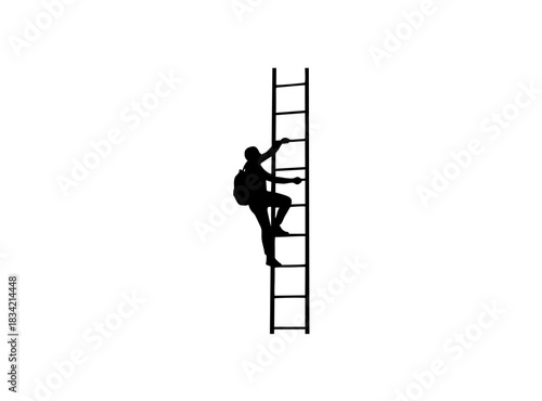 climbing on a ladder