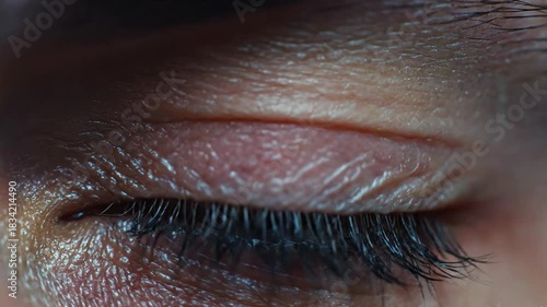 Close-up Human Eye Reflecting Low Battery Icon Digital Burnout Concept